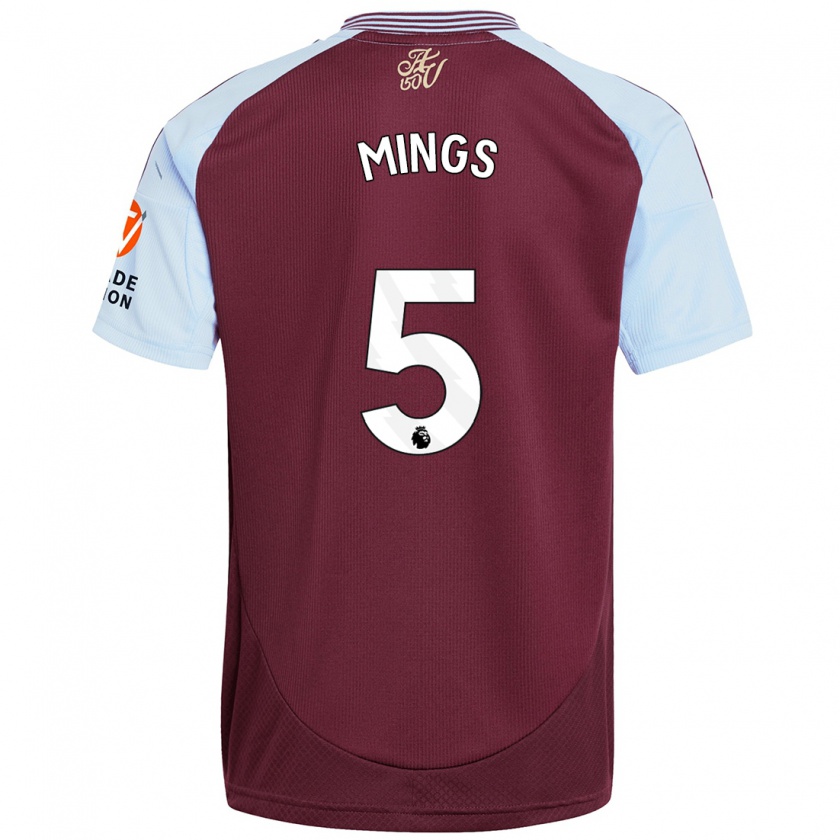 Kandiny Miesten Tyrone Mings #5 Burgundin Taivaansininen Kotipaita 2024/25 Lyhythihainen Paita T-Paita