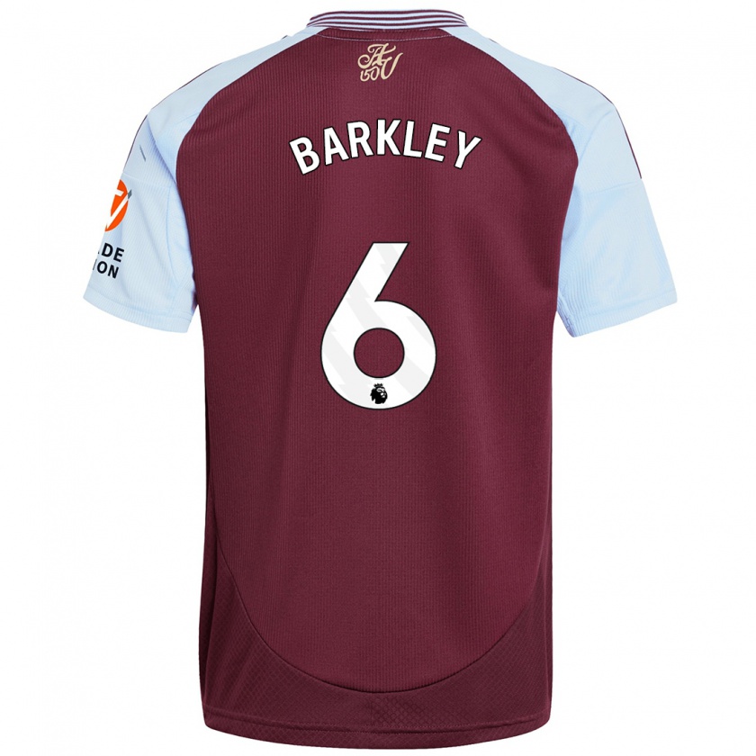 Kandiny Miesten Ross Barkley #6 Burgundin Taivaansininen Kotipaita 2024/25 Lyhythihainen Paita T-Paita