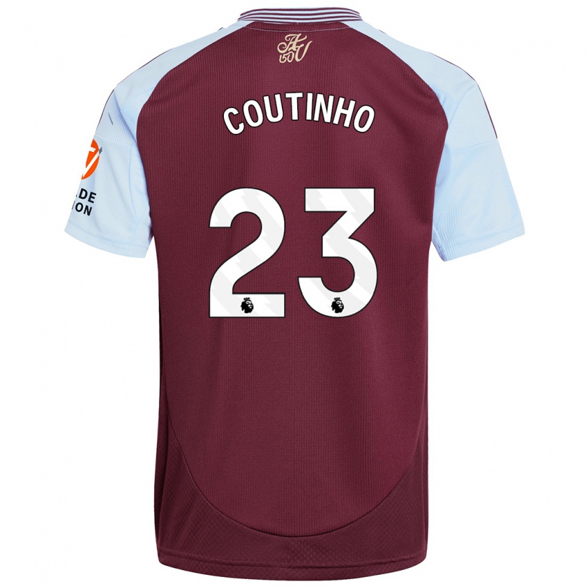 Kandiny Miesten Philippe Coutinho #23 Burgundin Taivaansininen Kotipaita 2024/25 Lyhythihainen Paita T-Paita