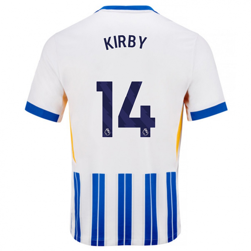 Kandiny Miesten Fran Kirby #14 Valkoiset Siniset Neularaidat Kotipaita 2024/25 Lyhythihainen Paita T-Paita