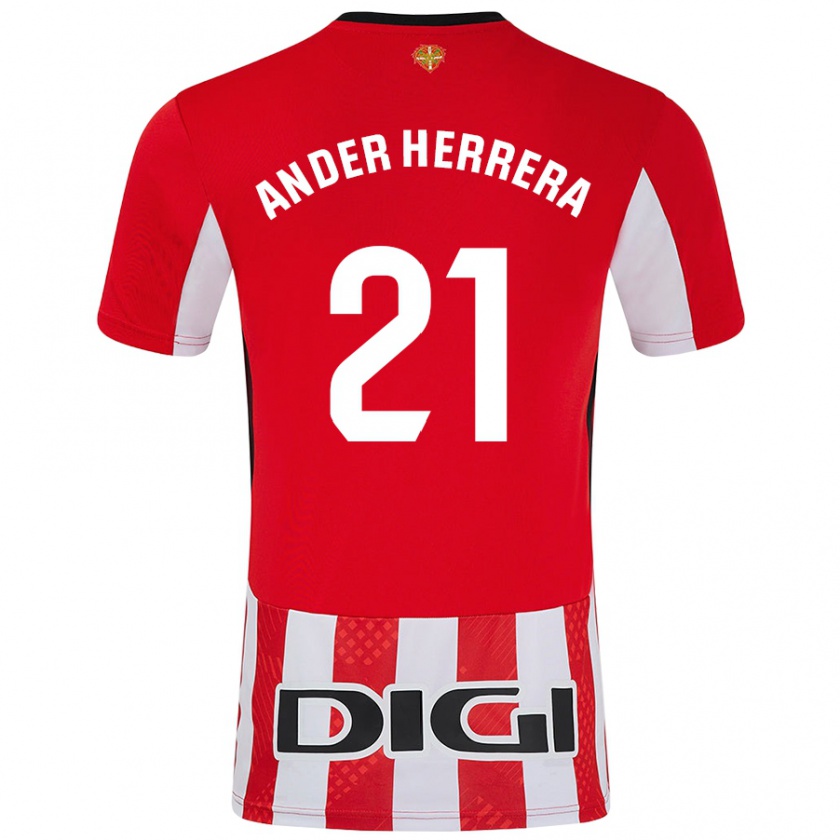 Kandiny Miesten Ander Herrera #21 Punainen Valkoinen Kotipaita 2024/25 Lyhythihainen Paita T-Paita