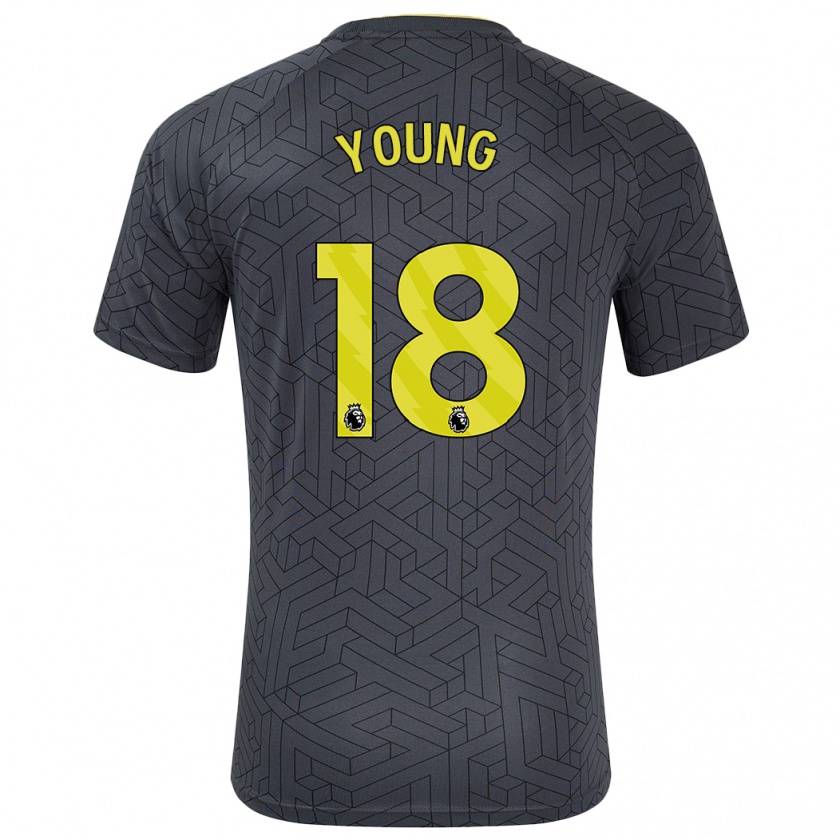 Kandiny Miesten Ashley Young #18 Musta Keltainen Vieraspaita 2024/25 Lyhythihainen Paita T-Paita