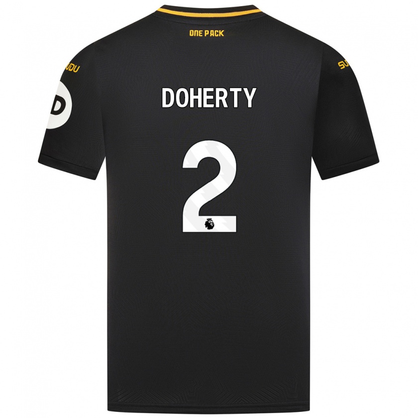 Kandiny Naisten Matt Doherty #2 Musta Vieraspaita 2024/25 Lyhythihainen Paita T-Paita