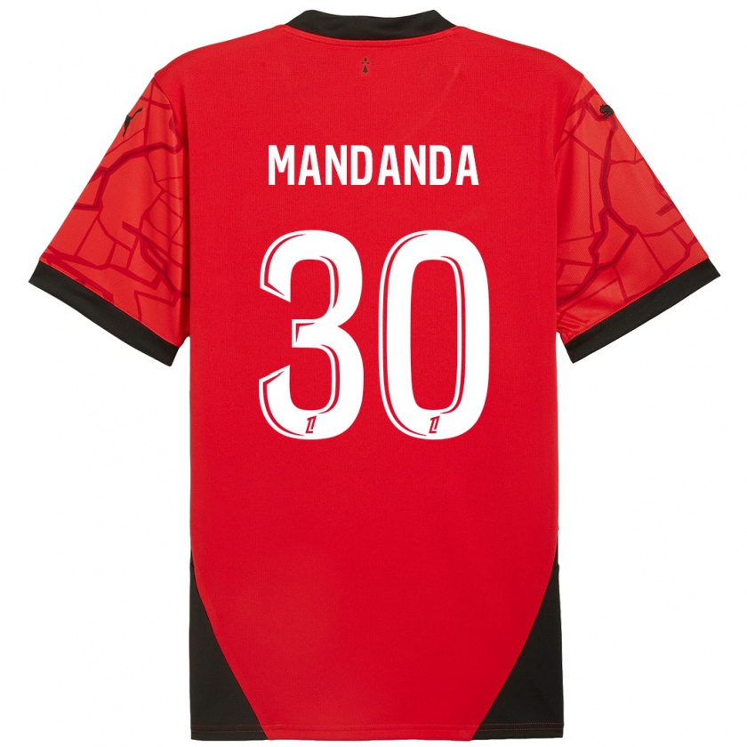 Kandiny Lapset Steve Mandanda #30 Punainen Musta Kotipaita 2024/25 Lyhythihainen Paita T-Paita