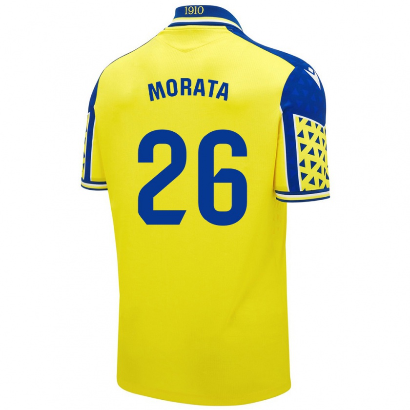 Kandiny Lapset Álex Morata #26 Keltainen Sininen Kotipaita 2024/25 Lyhythihainen Paita T-Paita