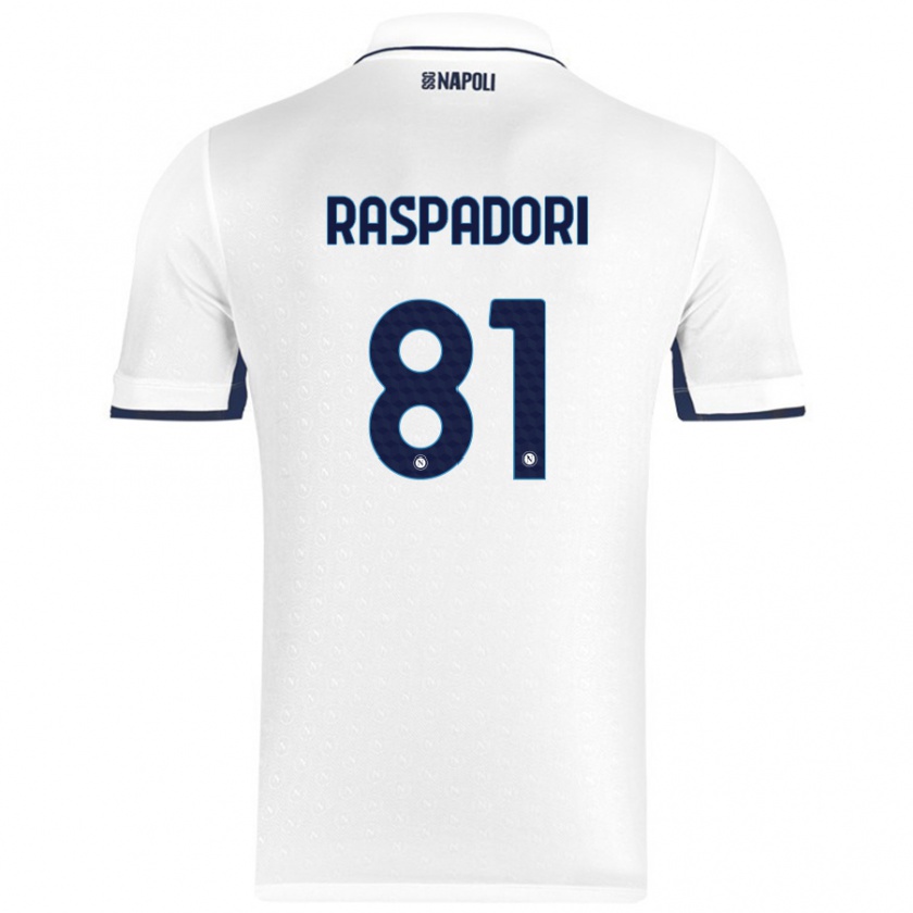 Kandiny Lapset Giacomo Raspadori #81 Valkoinen Royal Blue Vieraspaita 2024/25 Lyhythihainen Paita T-Paita