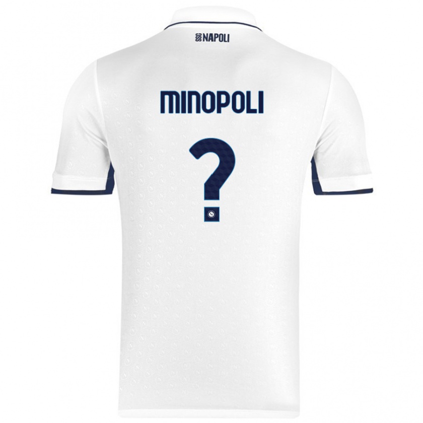 Kandiny Lapset Francesco Minopoli #0 Valkoinen Royal Blue Vieraspaita 2024/25 Lyhythihainen Paita T-Paita