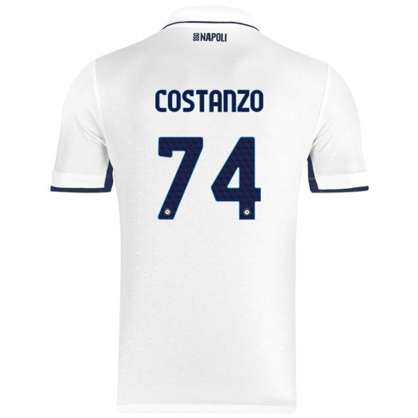 Kandiny Lapset Davide Costanzo #74 Valkoinen Royal Blue Vieraspaita 2024/25 Lyhythihainen Paita T-Paita