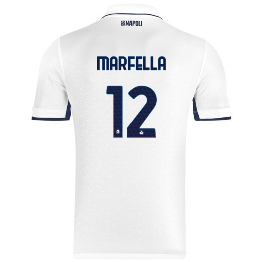 Kandiny Lapset Davide Marfella #12 Valkoinen Royal Blue Vieraspaita 2024/25 Lyhythihainen Paita T-Paita