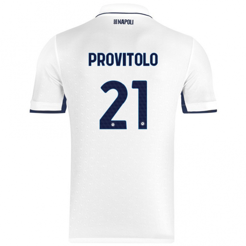 Kandiny Lapset Vincenzo Provitolo #21 Valkoinen Royal Blue Vieraspaita 2024/25 Lyhythihainen Paita T-Paita