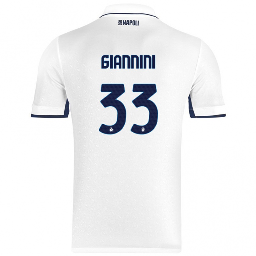 Kandiny Lapset Enrico Giannini #33 Valkoinen Royal Blue Vieraspaita 2024/25 Lyhythihainen Paita T-Paita