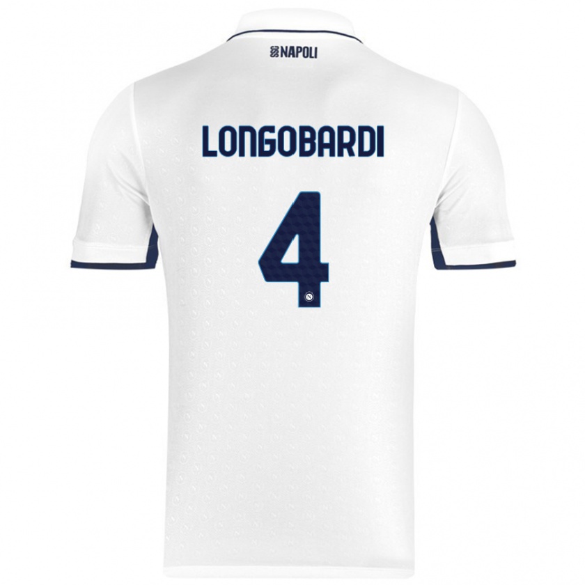 Kandiny Lapset Salvatore Longobardi #4 Valkoinen Royal Blue Vieraspaita 2024/25 Lyhythihainen Paita T-Paita