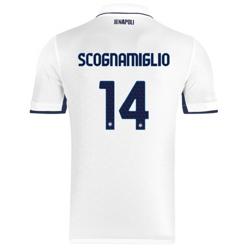 Kandiny Lapset Fabio Scognamiglio #14 Valkoinen Royal Blue Vieraspaita 2024/25 Lyhythihainen Paita T-Paita