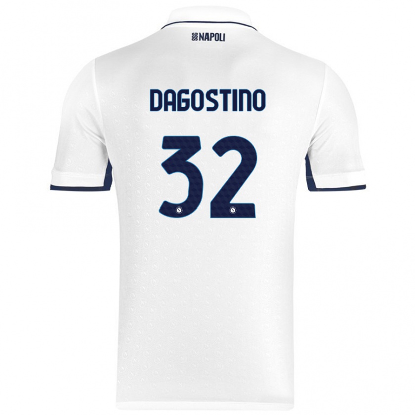 Kandiny Lapset Giuseppe Dagostino #32 Valkoinen Royal Blue Vieraspaita 2024/25 Lyhythihainen Paita T-Paita