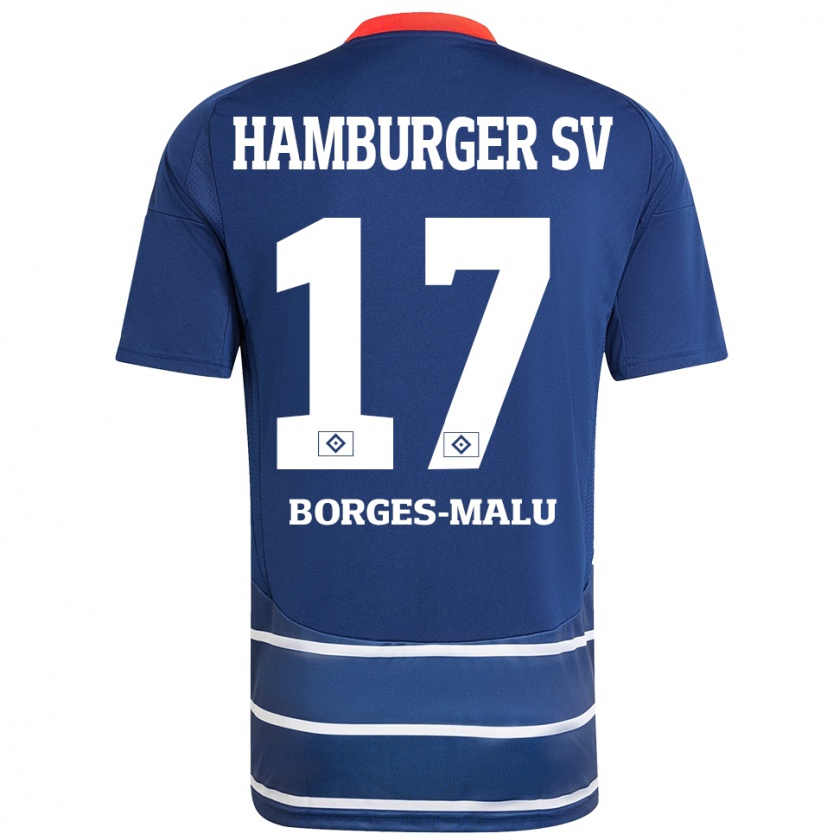 Kandiny Lapset Louis Borges-Malu #17 Tummansininen Vieraspaita 2024/25 Lyhythihainen Paita T-Paita