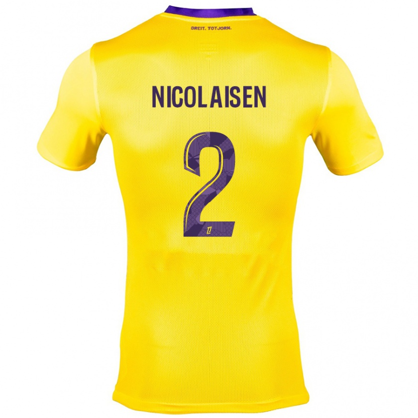 Kandiny Lapset Rasmus Nicolaisen #2 Keltainen Violetti Vieraspaita 2024/25 Lyhythihainen Paita T-Paita