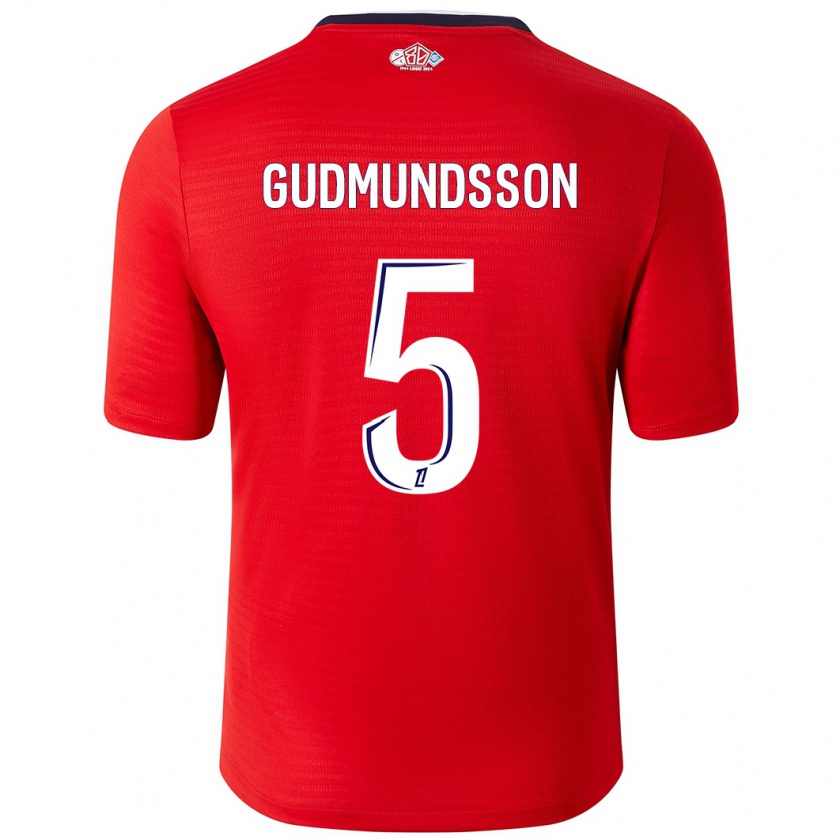 Kandiny Miesten Gabriel Gudmundsson #5 Punainen Valkoinen Kotipaita 2024/25 Lyhythihainen Paita T-Paita