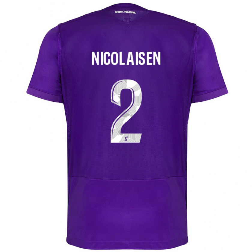 Kandiny Miesten Rasmus Nicolaisen #2 Violetti Valkoinen Kotipaita 2024/25 Lyhythihainen Paita T-Paita