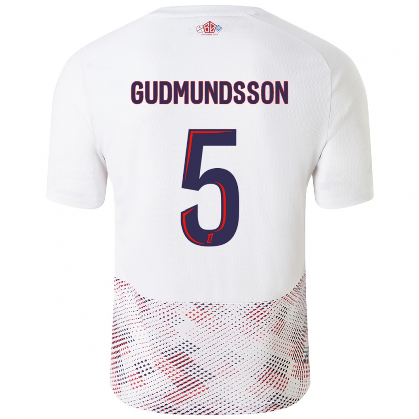 Kandiny Miesten Gabriel Gudmundsson #5 Valkoinen Royal Blue Vieraspaita 2024/25 Lyhythihainen Paita T-Paita