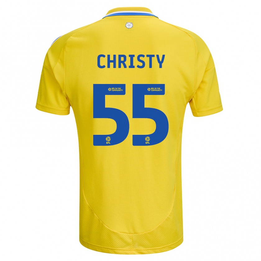 Kandiny Miesten Harry Christy #55 Keltainen Sininen Vieraspaita 2024/25 Lyhythihainen Paita T-Paita