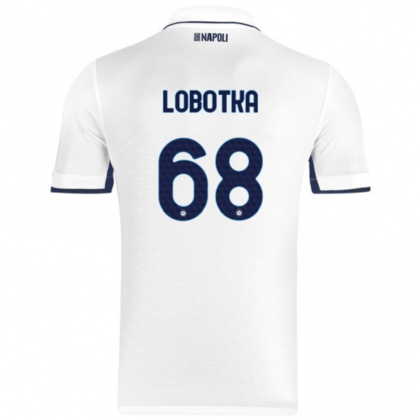 Kandiny Miesten Stanislav Lobotka #68 Valkoinen Royal Blue Vieraspaita 2024/25 Lyhythihainen Paita T-Paita