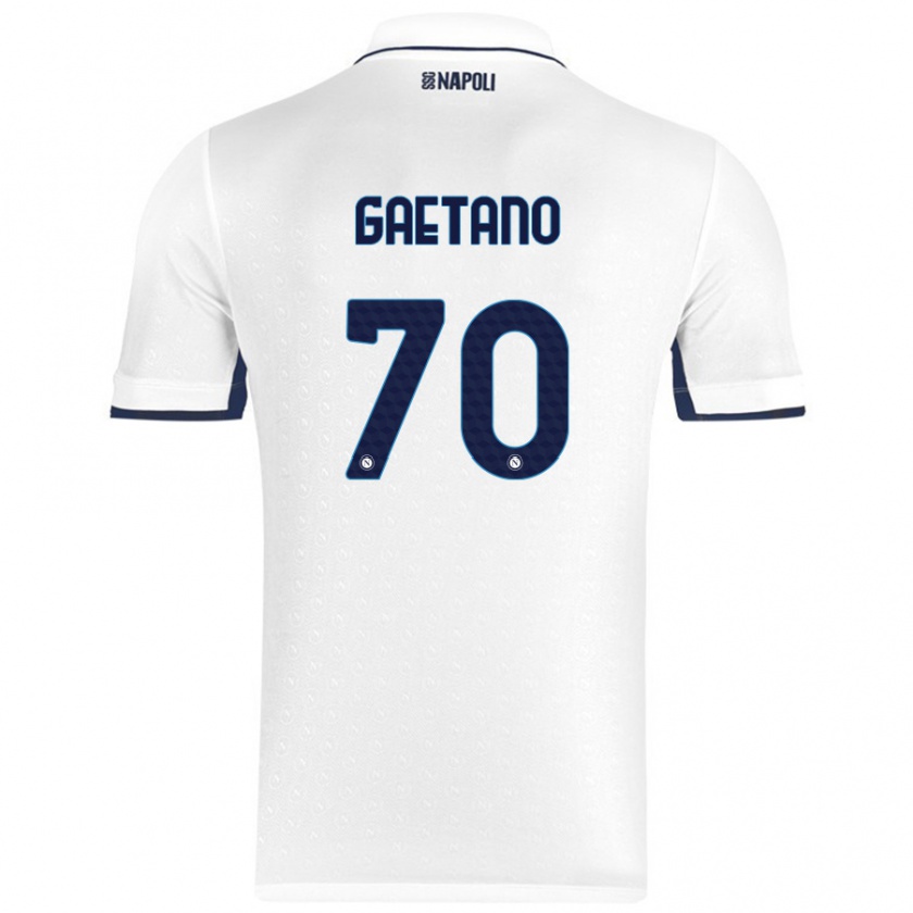 Kandiny Miesten Gianluca Gaetano #70 Valkoinen Royal Blue Vieraspaita 2024/25 Lyhythihainen Paita T-Paita