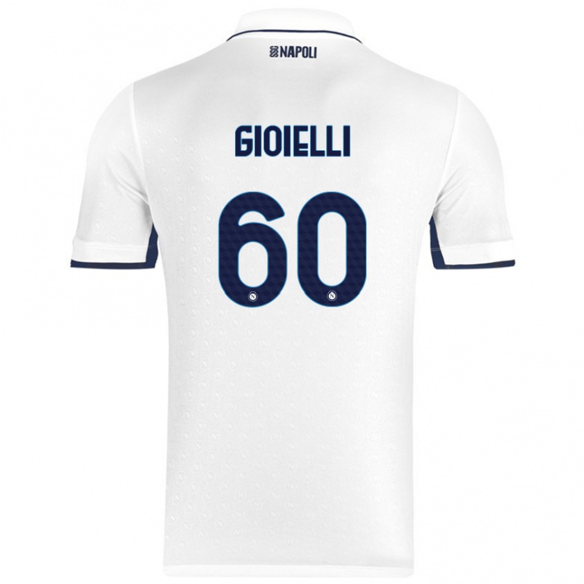 Kandiny Miesten Francesco Gioielli #60 Valkoinen Royal Blue Vieraspaita 2024/25 Lyhythihainen Paita T-Paita