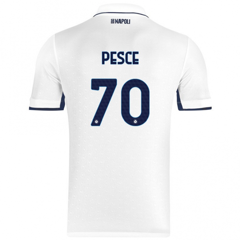 Kandiny Miesten Antonio Pesce #70 Valkoinen Royal Blue Vieraspaita 2024/25 Lyhythihainen Paita T-Paita