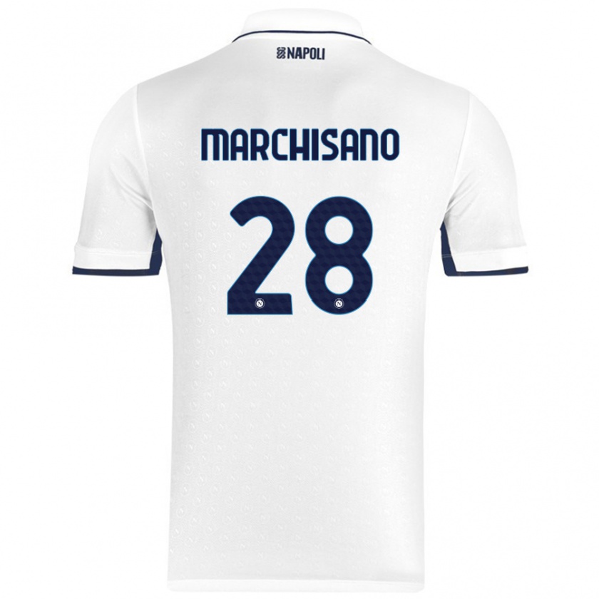 Kandiny Miesten Matteo Marchisano #28 Valkoinen Royal Blue Vieraspaita 2024/25 Lyhythihainen Paita T-Paita