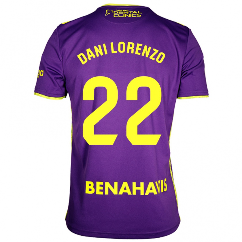 Kandiny Miesten Dani Lorenzo #22 Violetti Keltainen Vieraspaita 2024/25 Lyhythihainen Paita T-Paita