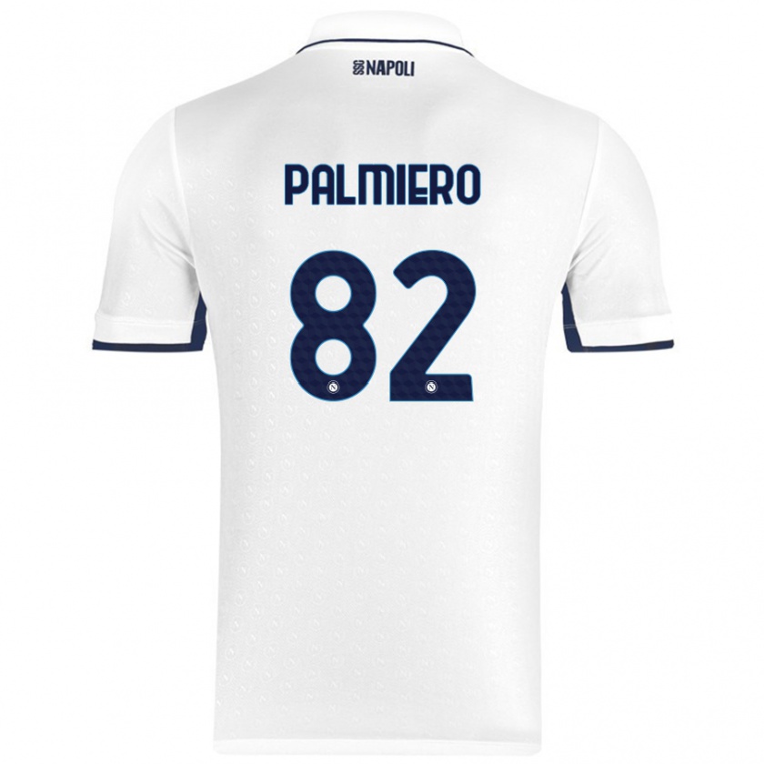 Kandiny Naisten Luca Palmiero #82 Valkoinen Royal Blue Vieraspaita 2024/25 Lyhythihainen Paita T-Paita