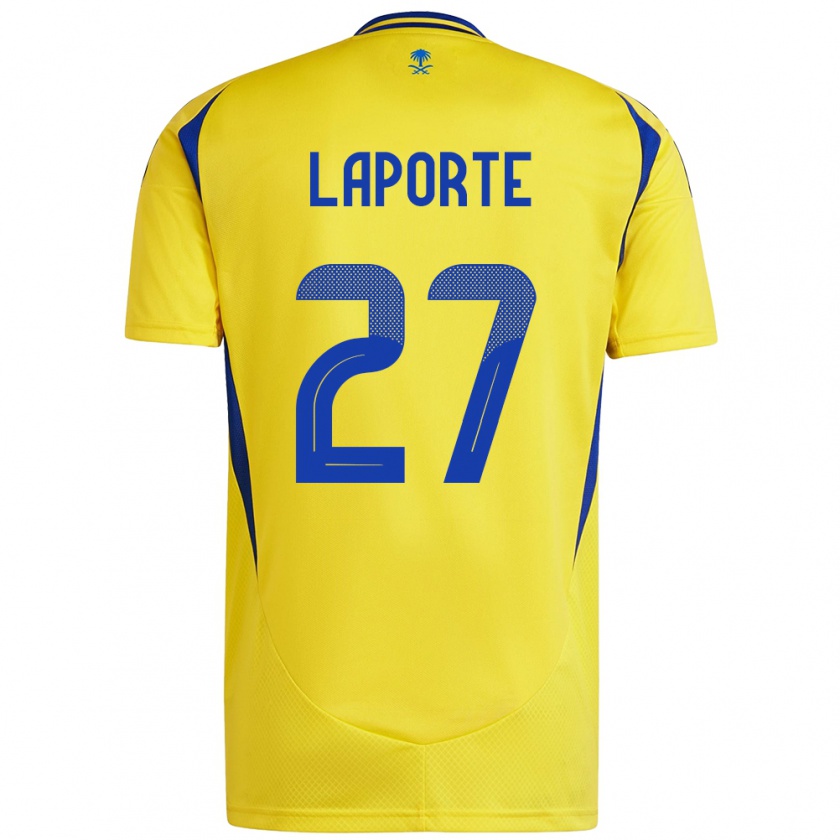 Kandiny Lapset Aymeric Laporte #27 Keltainen Sininen Kotipaita 2024/25 Lyhythihainen Paita T-Paita