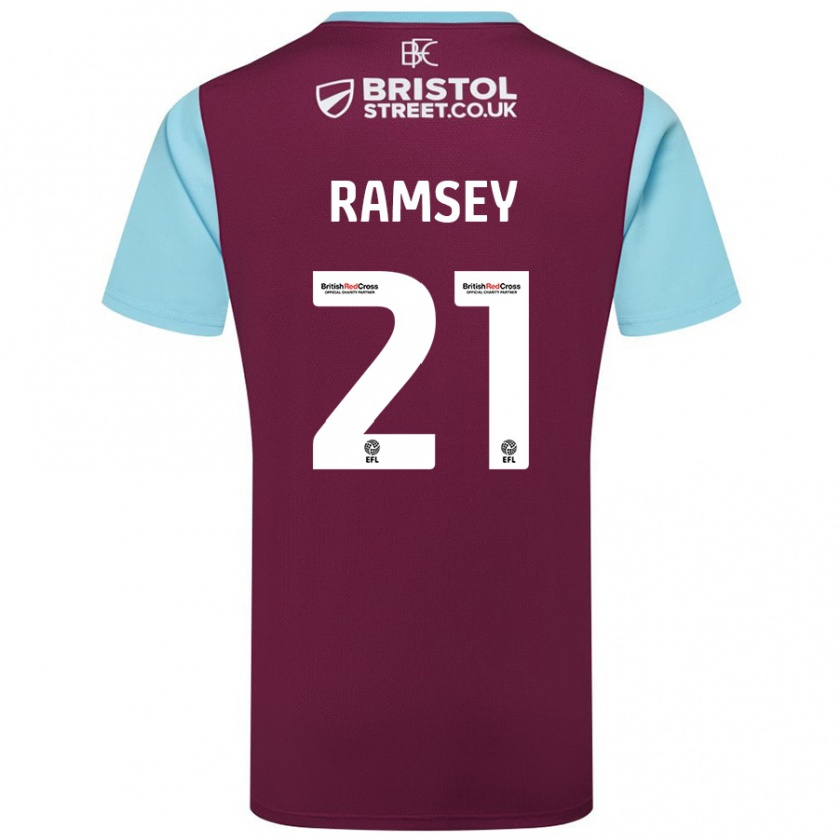 Kandiny Lapset Aaron Ramsey #21 Burgundin Taivaansininen Kotipaita 2024/25 Lyhythihainen Paita T-Paita