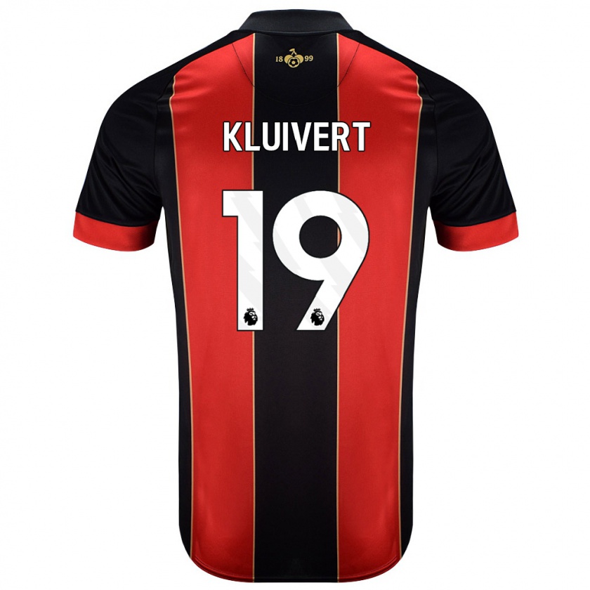 Kandiny Lapset Justin Kluivert #19 Punainen Musta Kotipaita 2024/25 Lyhythihainen Paita T-Paita