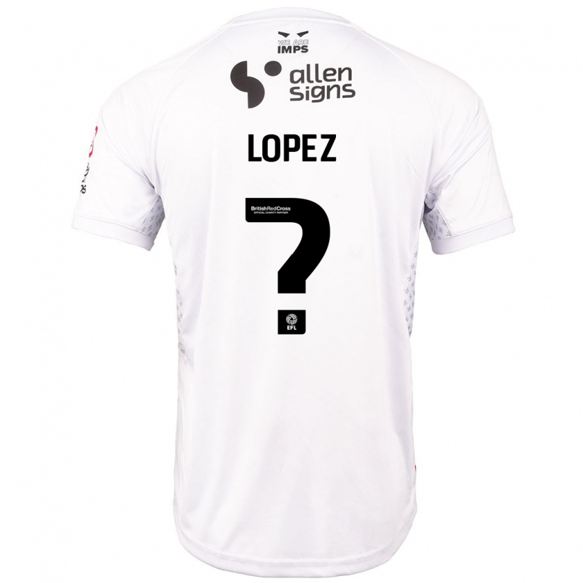 Kandiny Lapset Jersey Lopez #0 Punainen Valkoinen Vieraspaita 2024/25 Lyhythihainen Paita T-Paita