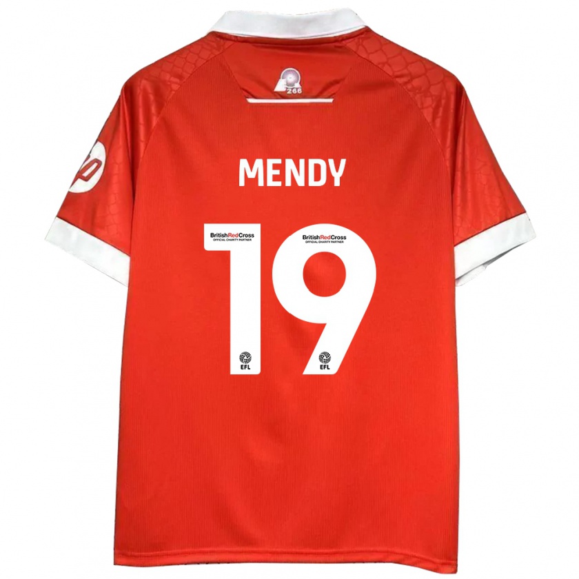 Kandiny Miesten Jacob Mendy #19 Punainen Valkoinen Kotipaita 2024/25 Lyhythihainen Paita T-Paita