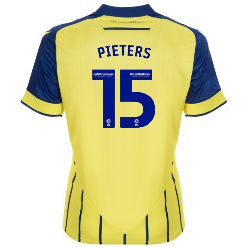 Kandiny Naisten Erik Pieters #15 Keltainen Sininen Vieraspaita 2024/25 Lyhythihainen Paita T-Paita