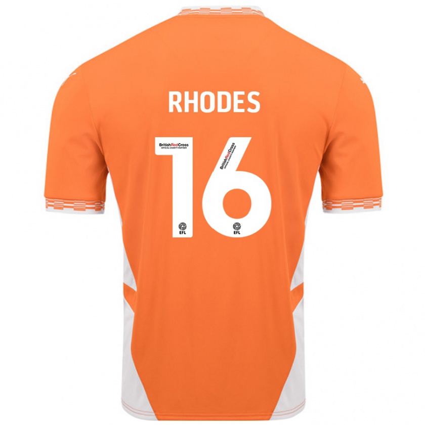 Kandiny Lapset Jordan Rhodes #16 Oranssi Valkoinen Kotipaita 2024/25 Lyhythihainen Paita T-Paita