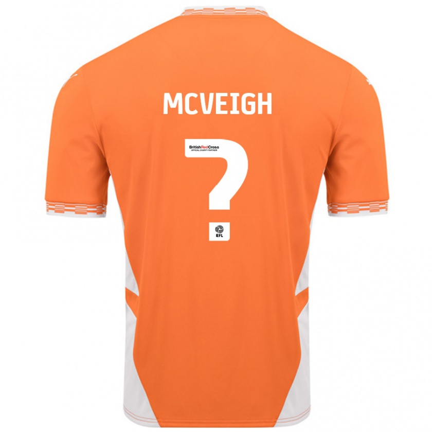 Kandiny Lapset Conor Mcveigh #0 Oranssi Valkoinen Kotipaita 2024/25 Lyhythihainen Paita T-Paita