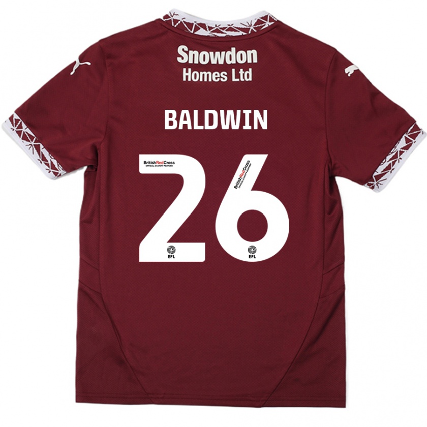 Kandiny Lapset Jack Baldwin #26 Burgundia Kotipaita 2024/25 Lyhythihainen Paita T-Paita