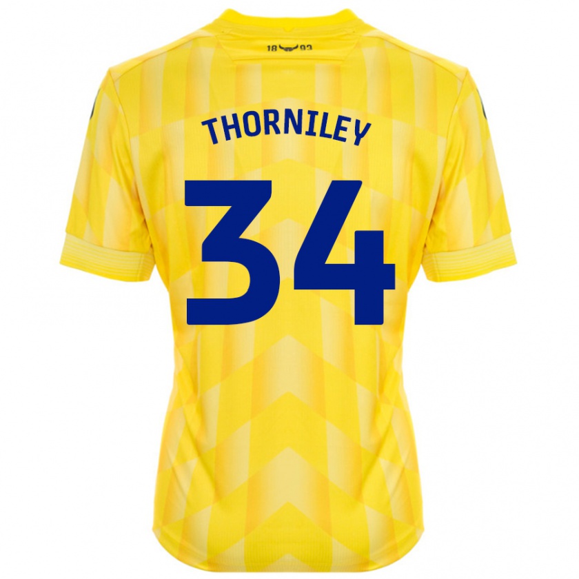 Kandiny Lapset Jordan Thorniley #34 Keltainen Kotipaita 2024/25 Lyhythihainen Paita T-Paita