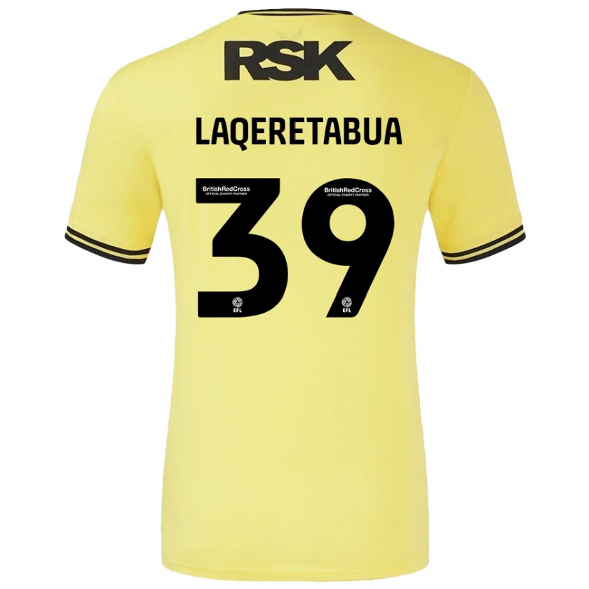 Kandiny Lapset Josh Laqeretabua #39 Keltainen Musta Vieraspaita 2024/25 Lyhythihainen Paita T-Paita