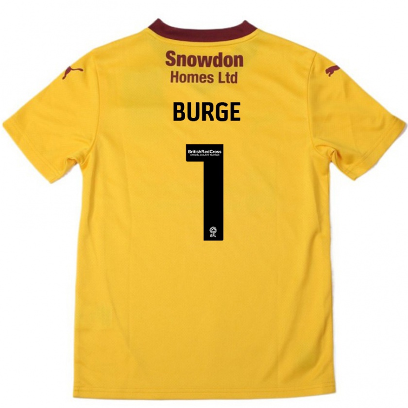 Kandiny Lapset Lee Burge #1 Oranssi Burgundy Vieraspaita 2024/25 Lyhythihainen Paita T-Paita