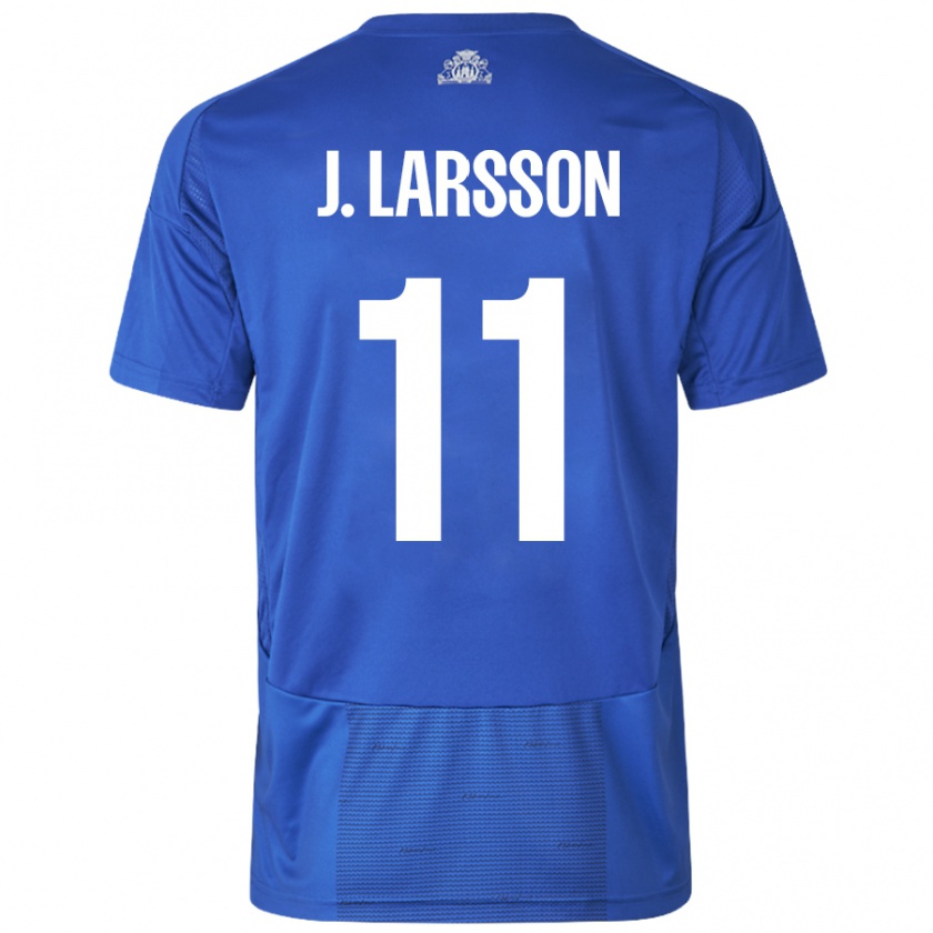 Kandiny Lapset Jordan Larsson #11 Valkoinen Sininen Vieraspaita 2024/25 Lyhythihainen Paita T-Paita