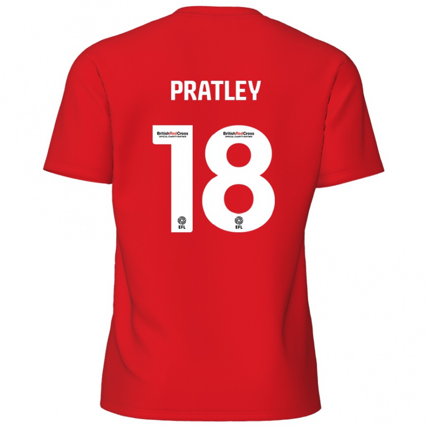 Kandiny Naisten Darren Pratley #18 Punainen Kotipaita 2024/25 Lyhythihainen Paita T-Paita