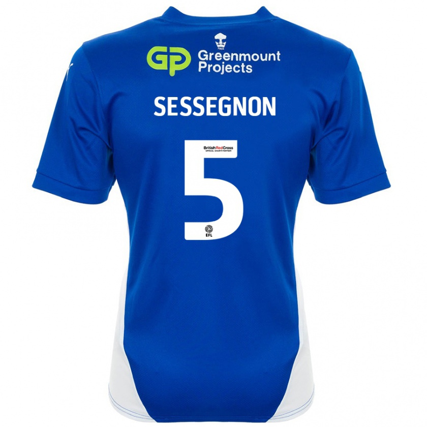 Kandiny Naisten Steven Sessegnon #5 Sininen Valkoinen Kotipaita 2024/25 Lyhythihainen Paita T-Paita