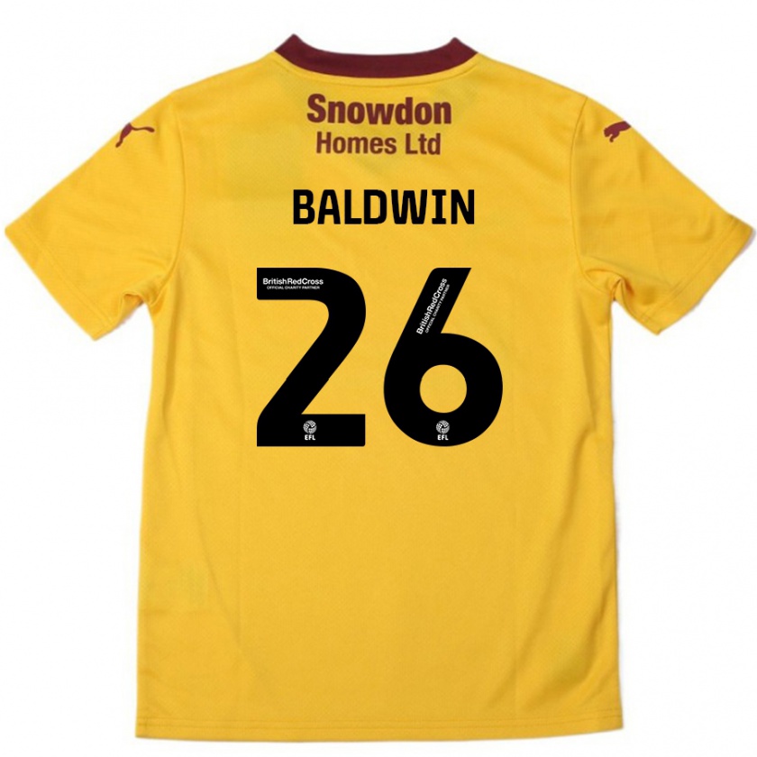 Kandiny Naisten Jack Baldwin #26 Oranssi Burgundy Vieraspaita 2024/25 Lyhythihainen Paita T-Paita