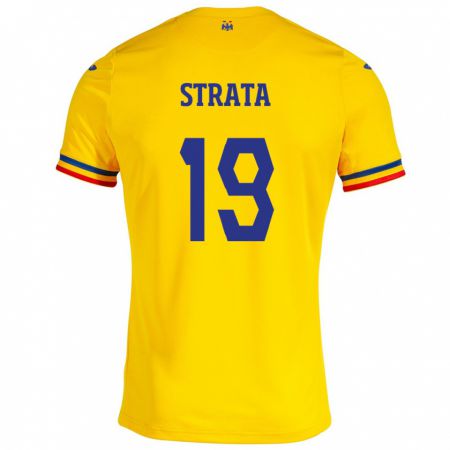 Kandiny Lapset Romania Tony Strata #19 Keltainen Kotipaita 24-26 Lyhythihainen Paita T-Paita