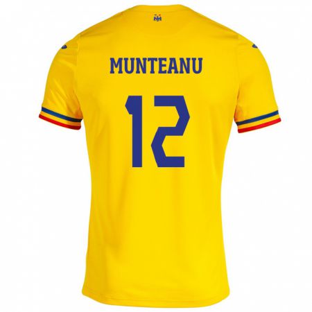 Kandiny Lapset Romania Rafael Munteanu #12 Keltainen Kotipaita 24-26 Lyhythihainen Paita T-Paita
