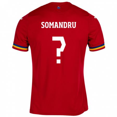 Kandiny Lapset Romania Eric Somandru #0 Punainen Vieraspaita 24-26 Lyhythihainen Paita T-Paita